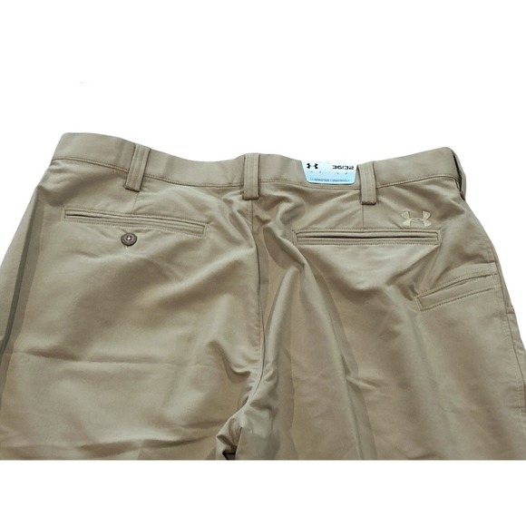 Under Armour Men's solid tan khaki flat front Golf Pants 36 X 32 NEW - Picture 4 of 7